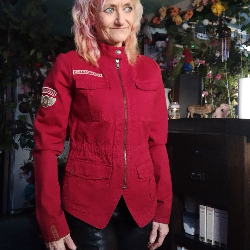 Vintage Harley Davidson Military Style Utility Jacket